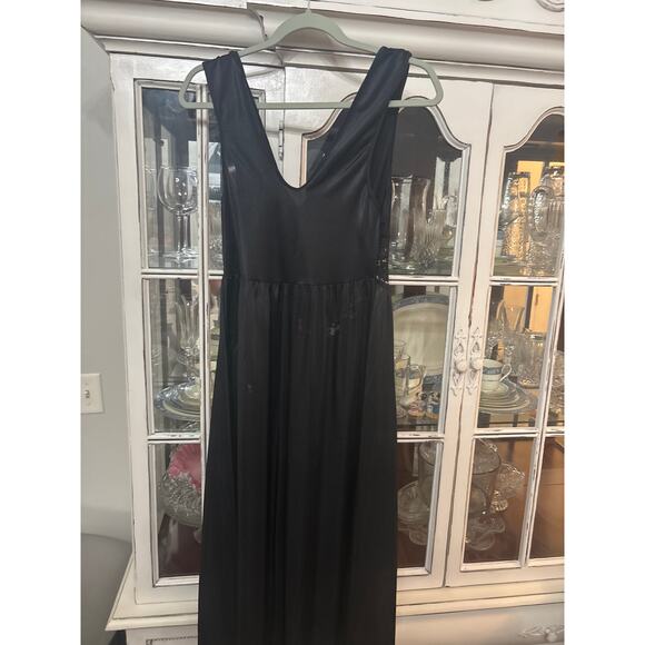 Vintage Vandemere Black Sheer Slip Dress M Lace Trim Romantic Lingerie Nightgown - Picture 5 of 9